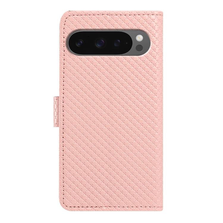 For Google Pixel 10 Pro XL Mirrored Buckle Vegan Leather Phone Case with Small Black Cord