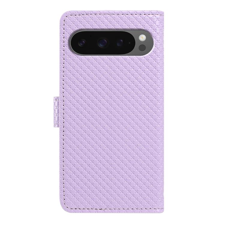 For Google Pixel 10 Pro XL Mirrored Buckle Vegan Leather Phone Case with Small Black Cord