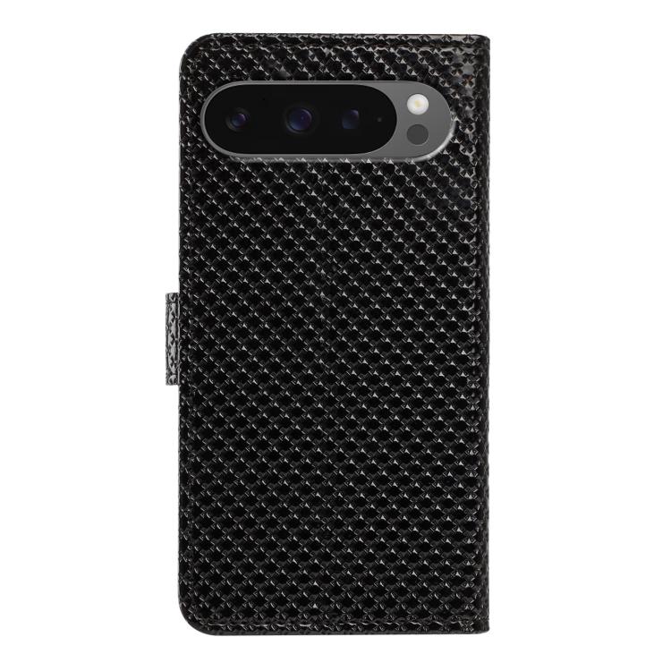 For Google Pixel 10 Pro XL Mirrored Buckle Vegan Leather Phone Case with Small Black Cord