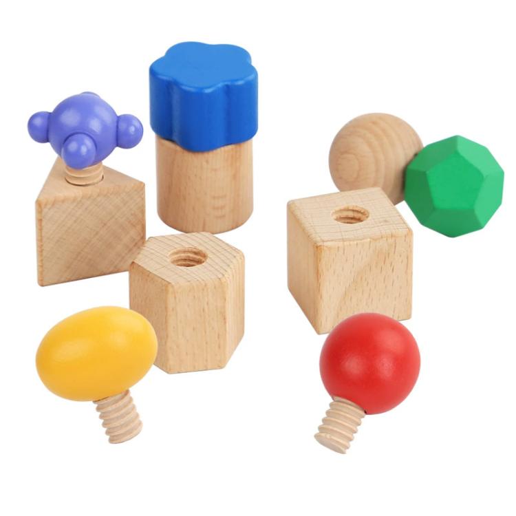 Kid Wooden Screw Matching Game Montessori Nut Bolt Disassembly Toy
