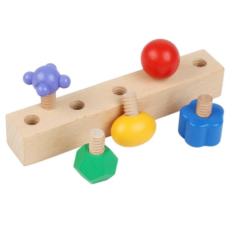Kid Wooden Screw Matching Game Montessori Nut Bolt Disassembly Toy