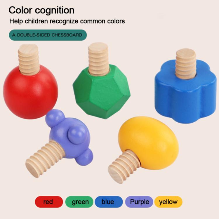Kid Wooden Screw Matching Game Montessori Nut Bolt Disassembly Toy