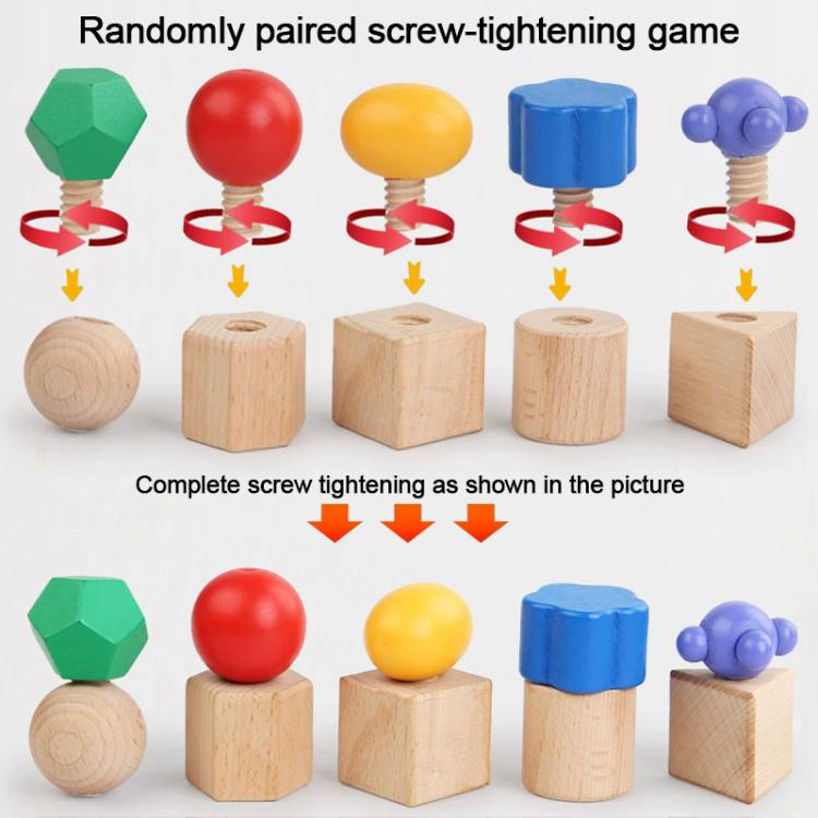 Kid Wooden Screw Matching Game Montessori Nut Bolt Disassembly Toy