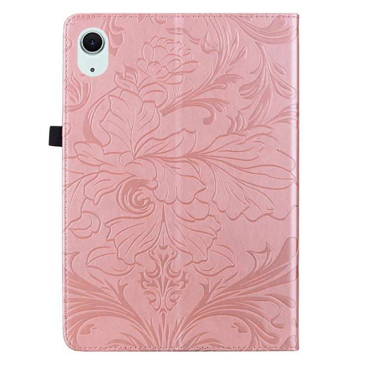 For iPad Air 11 2024/2025/2026 Floral Embossed Pattern Vegan Leather Tablet Case with Sleep/Wake-up