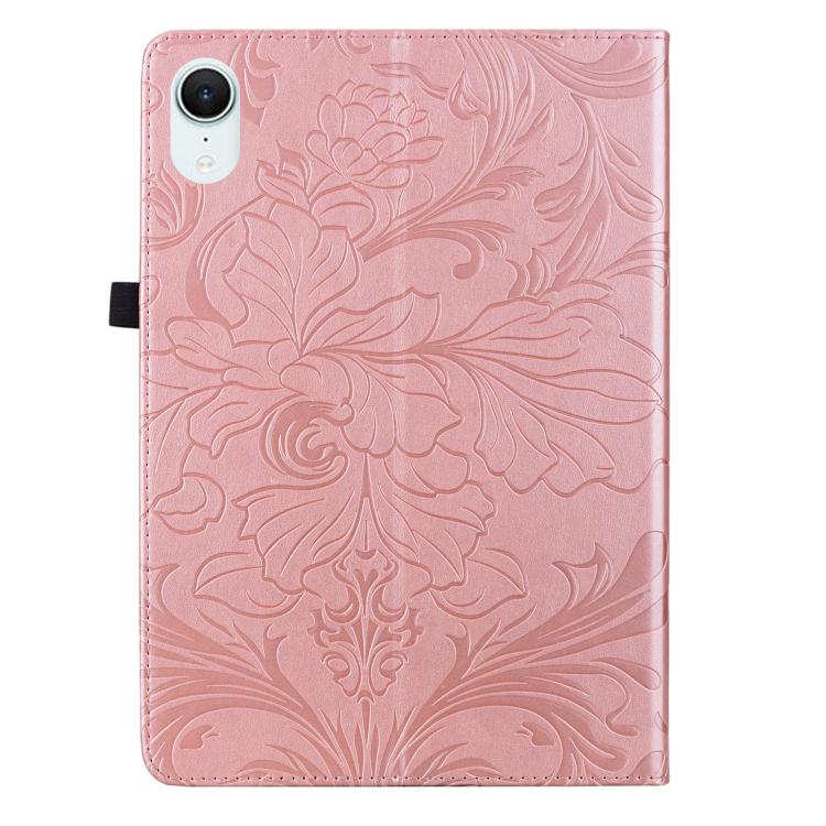 For iPad mini 6 / mini 2024 Floral Embossed Pattern Vegan Leather Tablet Case with Sleep/Wake-up