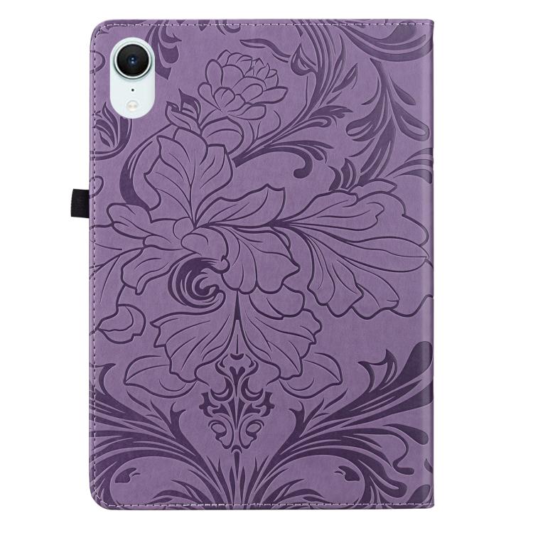 For iPad mini 6 / mini 2024 Floral Embossed Pattern Vegan Leather Tablet Case with Sleep/Wake-up
