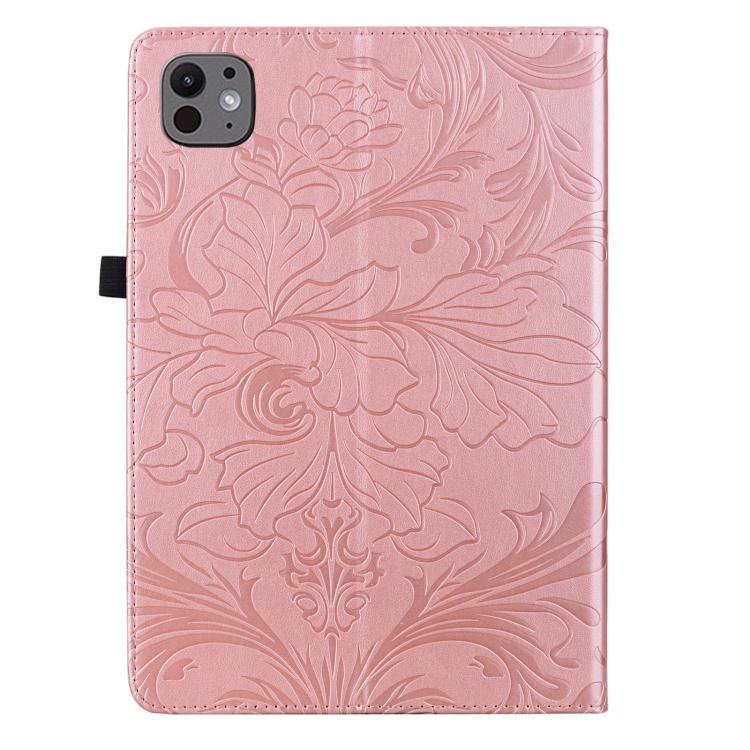For iPad Pro 11 2024 / 2025 Floral Embossed Pattern Vegan Leather Tablet Case with Sleep/Wake-up