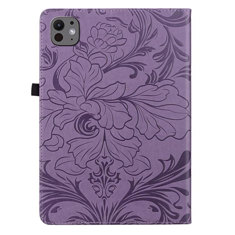 For iPad Pro 11 2024 / 2025 Floral Embossed Pattern Vegan Leather Tablet Case with Sleep/Wake-up