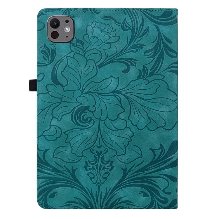 For iPad Pro 11 2024 / 2025 Floral Embossed Pattern Vegan Leather Tablet Case with Sleep/Wake-up