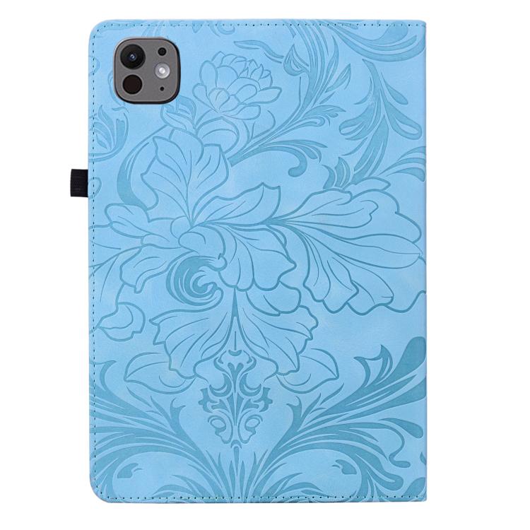 For iPad Pro 11 2024 / 2025 Floral Embossed Pattern Vegan Leather Tablet Case with Sleep/Wake-up