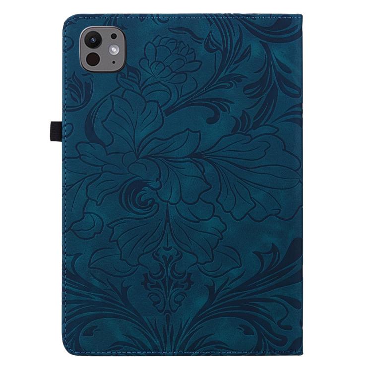 For iPad Pro 11 2024 / 2025 Floral Embossed Pattern Vegan Leather Tablet Case with Sleep/Wake-up