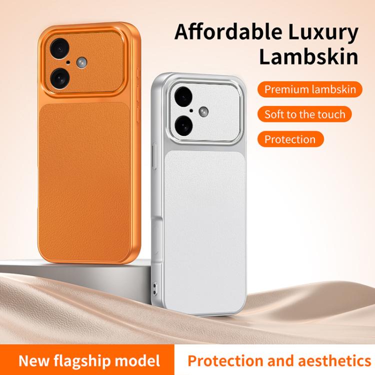 For iPhone 17 WANLONFENG Lambskin Texture PC TPU Phone Case with 2pcs Screen Films