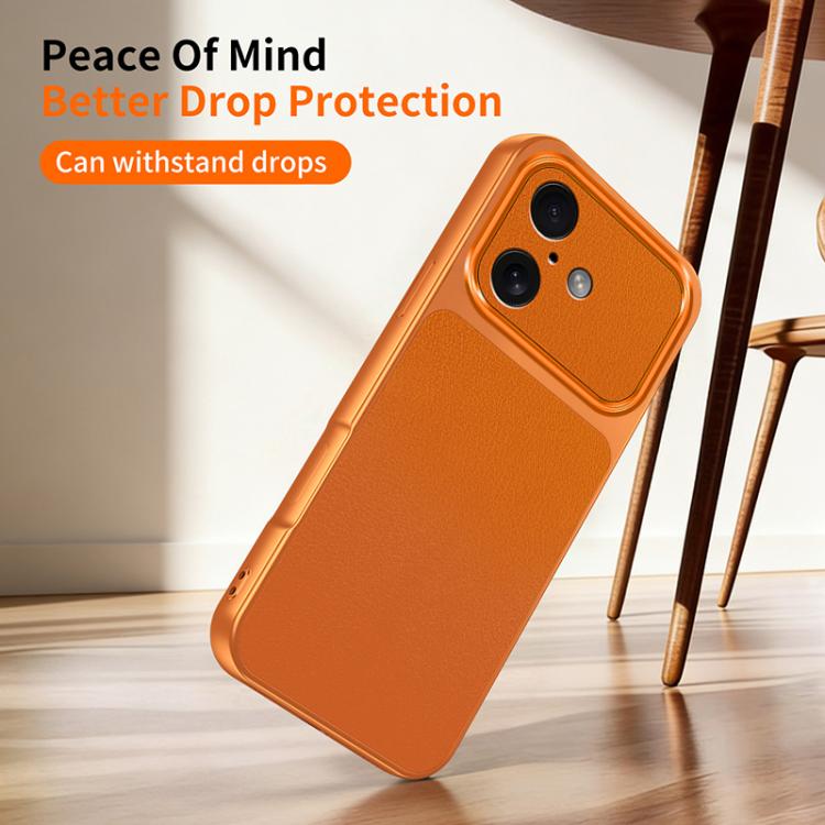 For iPhone 17 WANLONFENG Lambskin Texture PC TPU Phone Case with 2pcs Screen Films