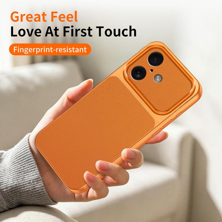 For iPhone 17 WANLONFENG Lambskin Texture PC TPU Phone Case with 2pcs Screen Films