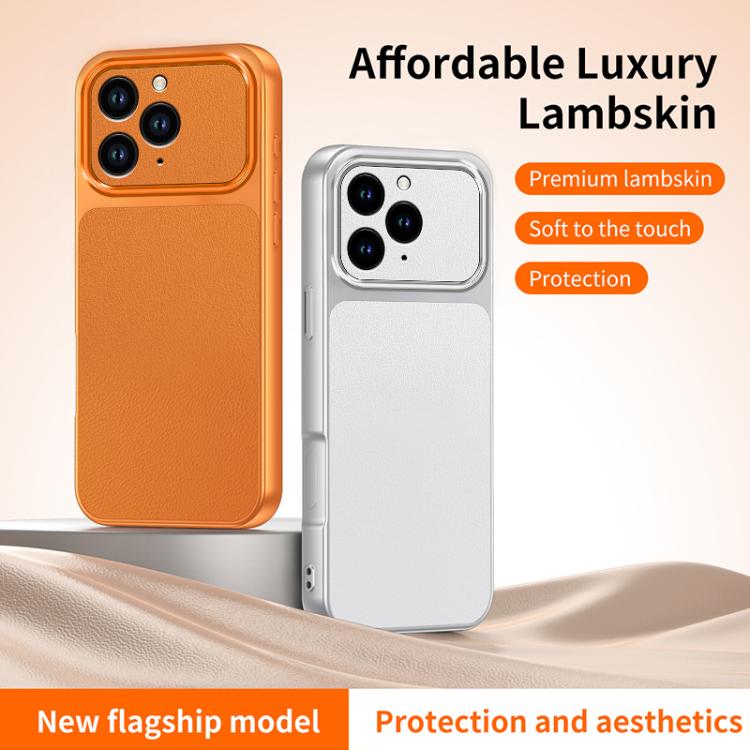 For iPhone 15 Pro WANLONFENG Lambskin Texture PC TPU Phone Case with 2pcs Screen Films
