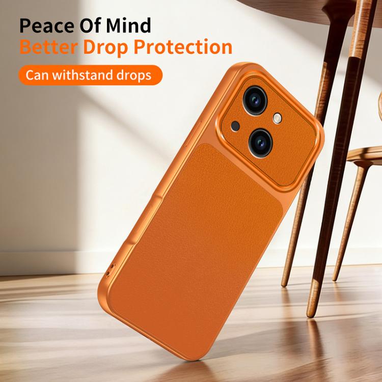 For iPhone 15 WANLONFENG Lambskin Texture PC TPU Phone Case with 2pcs Screen Films