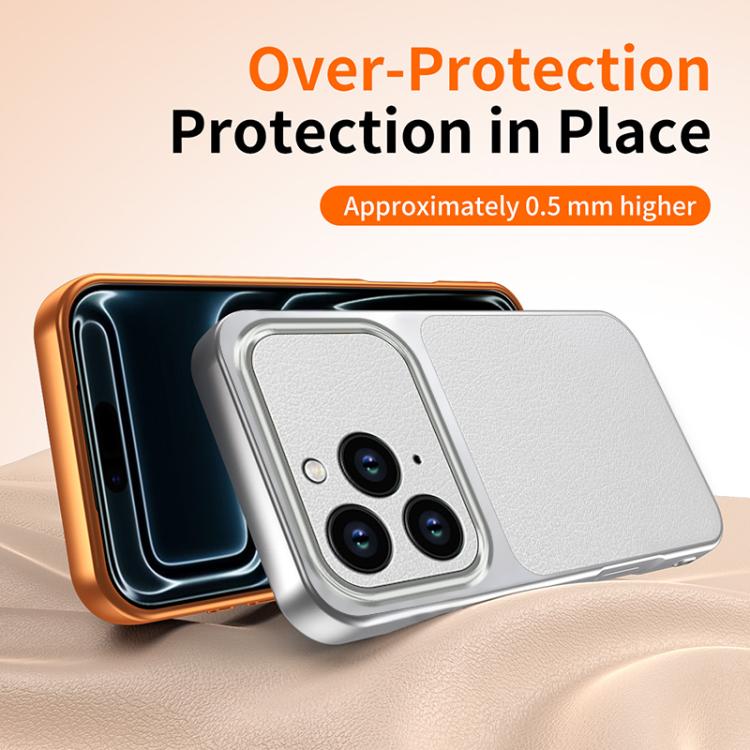 For iPhone 14 Pro WANLONFENG Lambskin Texture PC TPU Phone Case with 2pcs Screen Films