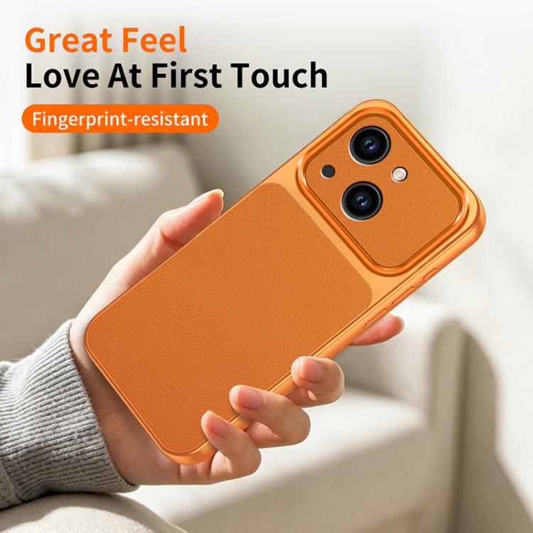 For iPhone 13 WANLONFENG Lambskin Texture PC TPU Phone Case with 2pcs Screen Films