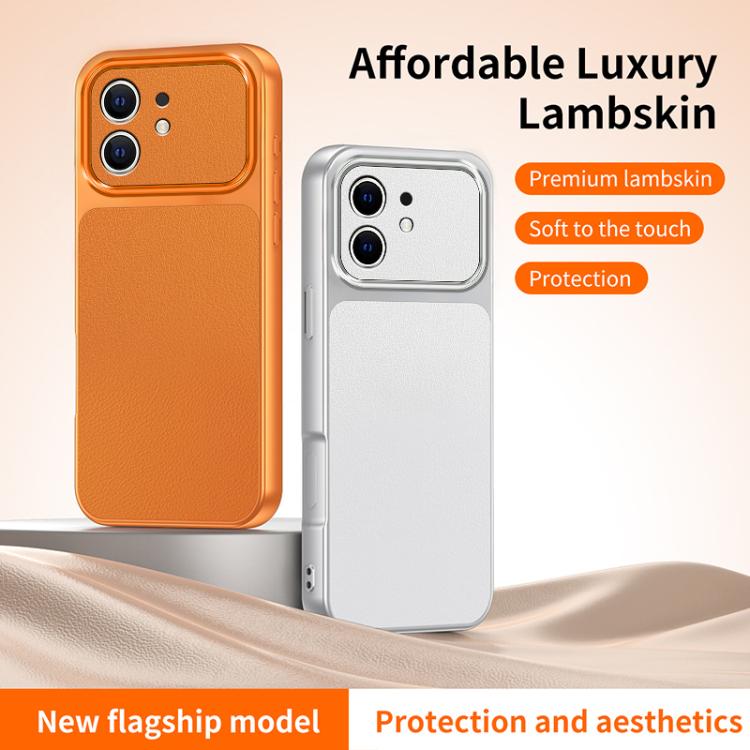 For iPhone 12 WANLONFENG Lambskin Texture PC TPU Phone Case with 2pcs Screen Films