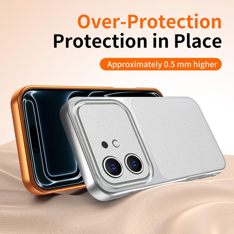 For iPhone 12 WANLONFENG Lambskin Texture PC TPU Phone Case with 2pcs Screen Films