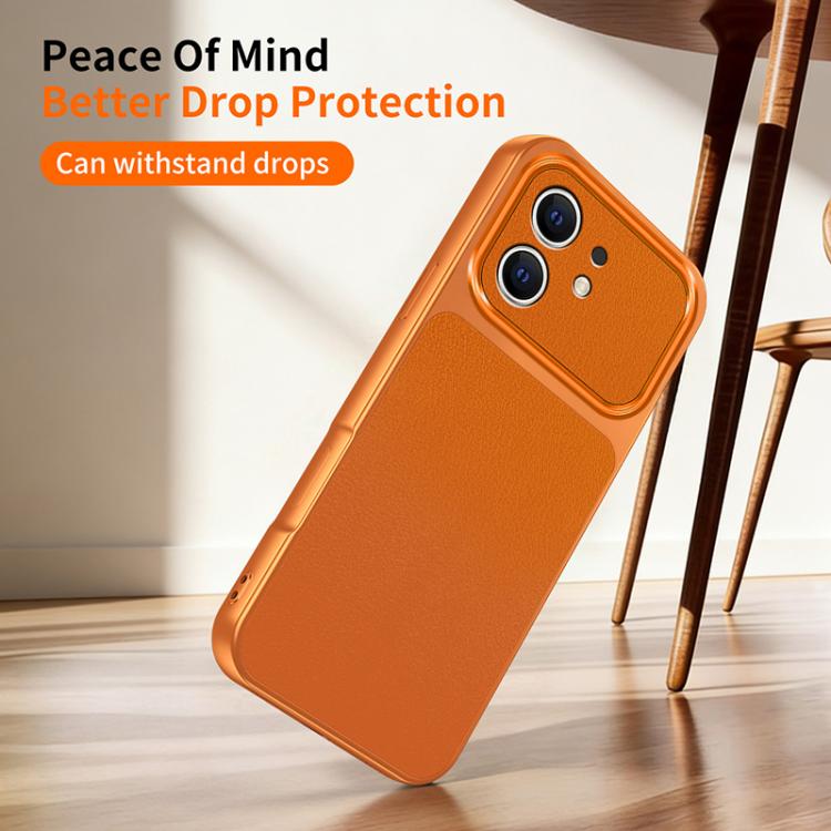 For iPhone 12 WANLONFENG Lambskin Texture PC TPU Phone Case with 2pcs Screen Films