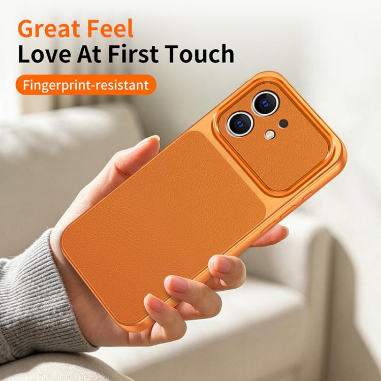 For iPhone 12 WANLONFENG Lambskin Texture PC TPU Phone Case with 2pcs Screen Films