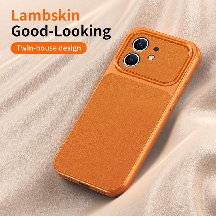 For iPhone 11 WANLONFENG Lambskin Texture PC TPU Phone Case with 2pcs Screen Films