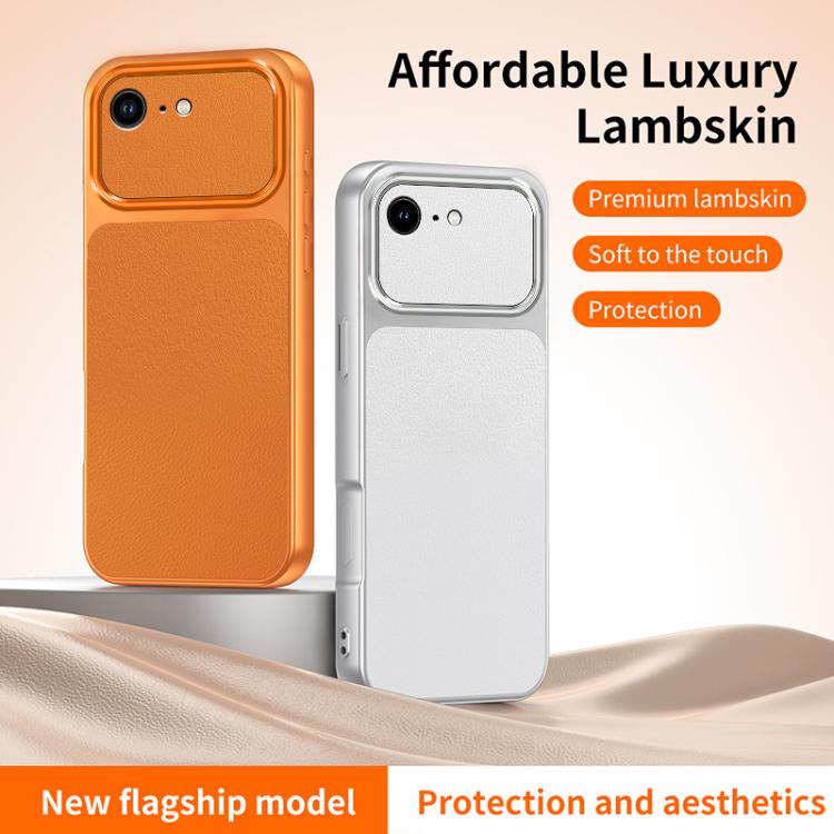 For iPhone 17e / 16e WANLONFENG Lambskin Texture PC TPU Phone Case with 2pcs Screen Films