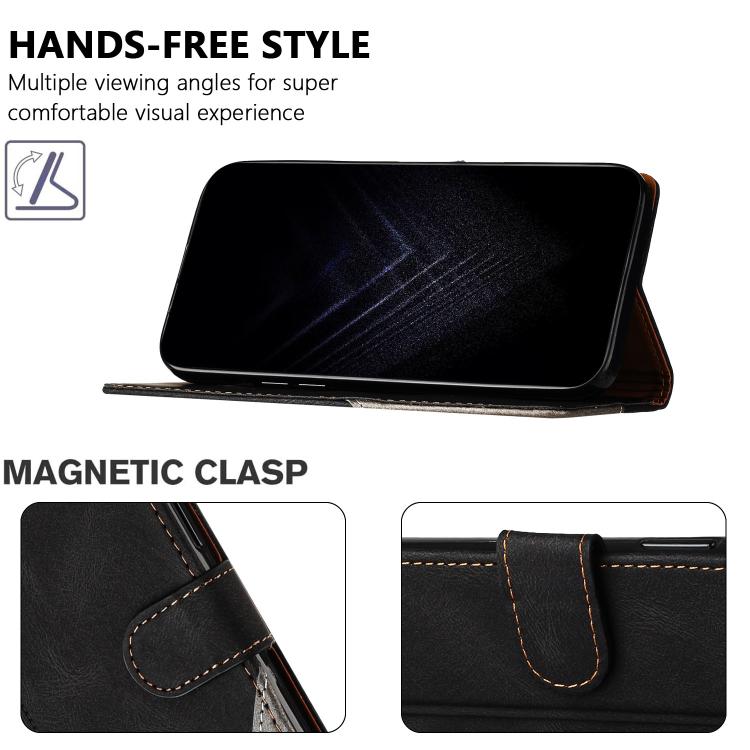 For iPhone 11 Pro Color Matching Buckle Clasp Vegan Leather Phone Case