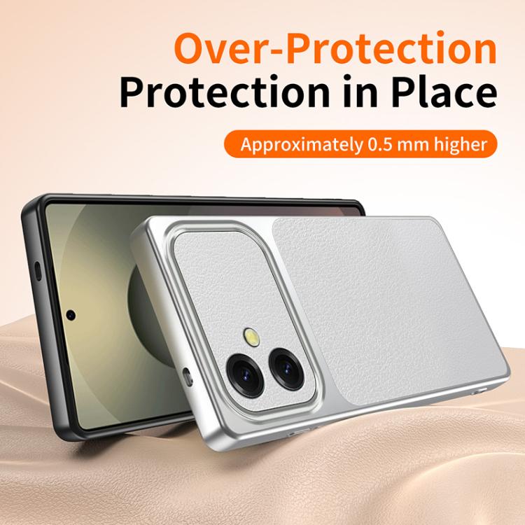 For Galaxy A06 4G WANLONFENG Lambskin Texture PC TPU Phone Case with 2pcs Screen Films