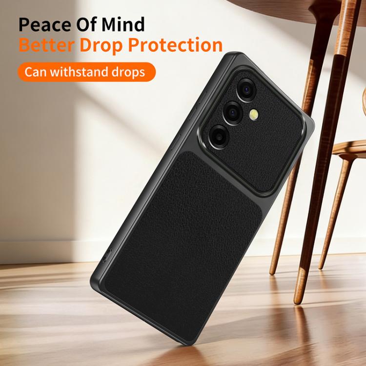 For Galaxy A26 5G WANLONFENG Lambskin Texture PC TPU Phone Case with 2pcs Screen Films