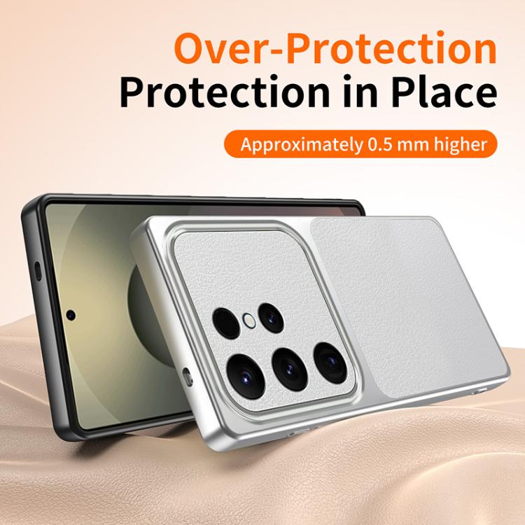 For Galaxy S25 Ultra 5G WANLONFENG Lambskin Texture PC TPU Phone Case with 2pcs Screen Films