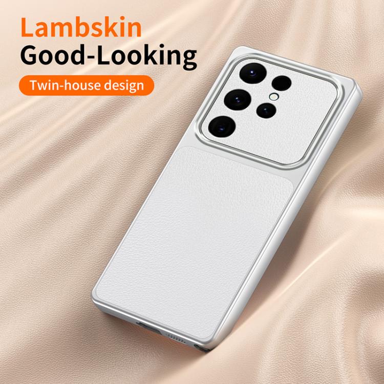 For Galaxy S25 Ultra 5G WANLONFENG Lambskin Texture PC TPU Phone Case with 2pcs Screen Films