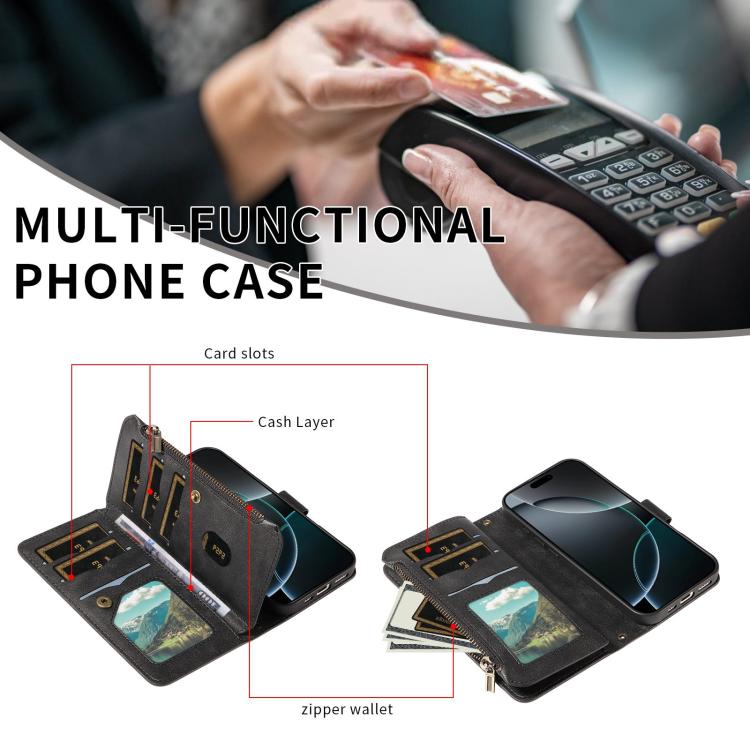 For vivo X100 Pro Mandala Embossed 9-Card Zipper RFID Vegan Leather Phone Case with Short Lanyard