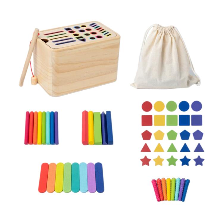 Baby Sensory Play Montessori Wooden Toys Color Shape Sorting Box, Type:Multifunctional Simplified Packaging