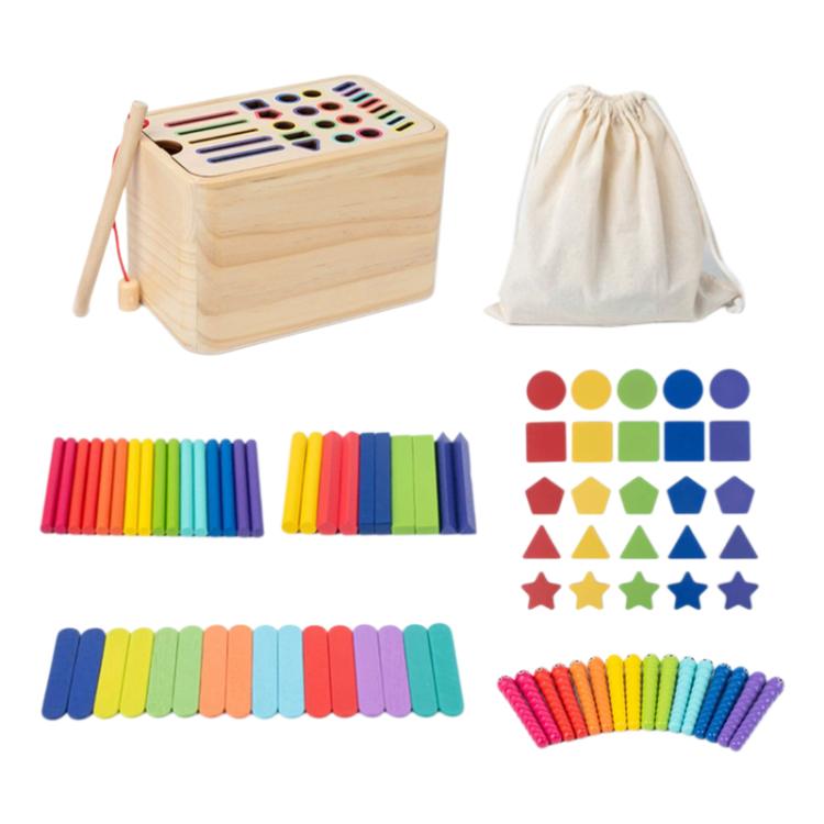 Baby Sensory Play Montessori Wooden Toys Color Shape Sorting Box, Type:Multifunctional Deluxe Packaging