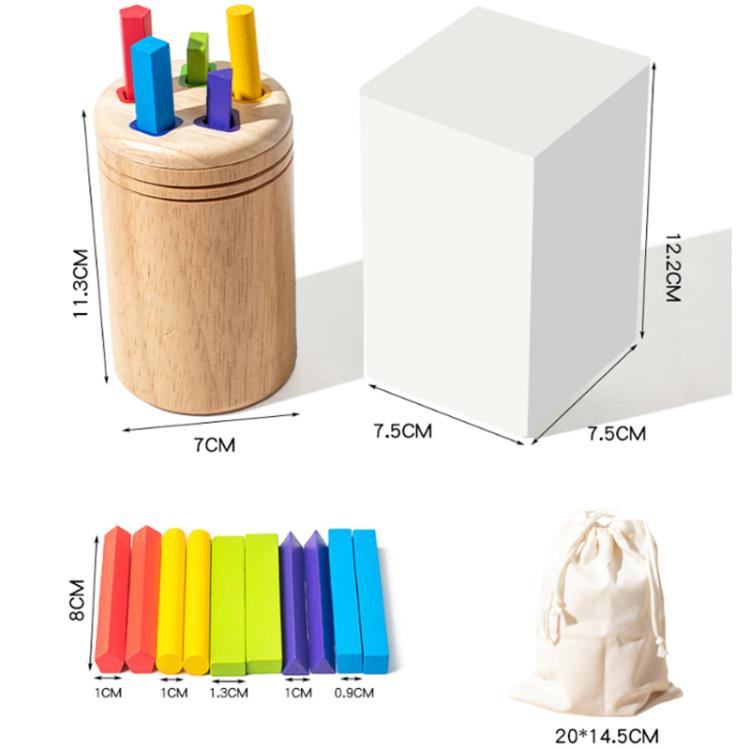 Baby Sensory Play Montessori Wooden Toys Color Shape Sorting Box, Type:3D Rod Rubber Wood