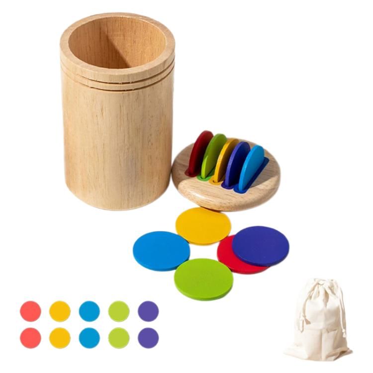 Baby Sensory Play Montessori Wooden Toys Color Shape Sorting Box, Type:Round Sorting Rubber Wood