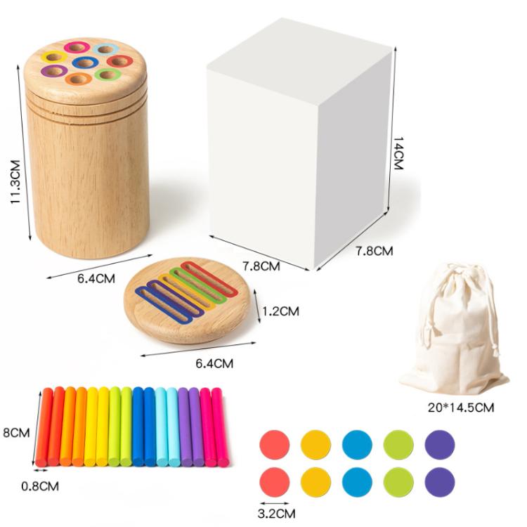 Baby Sensory Play Montessori Wooden Toys Color Shape Sorting Box, Type:Round&Color Sorting Rubber Wood