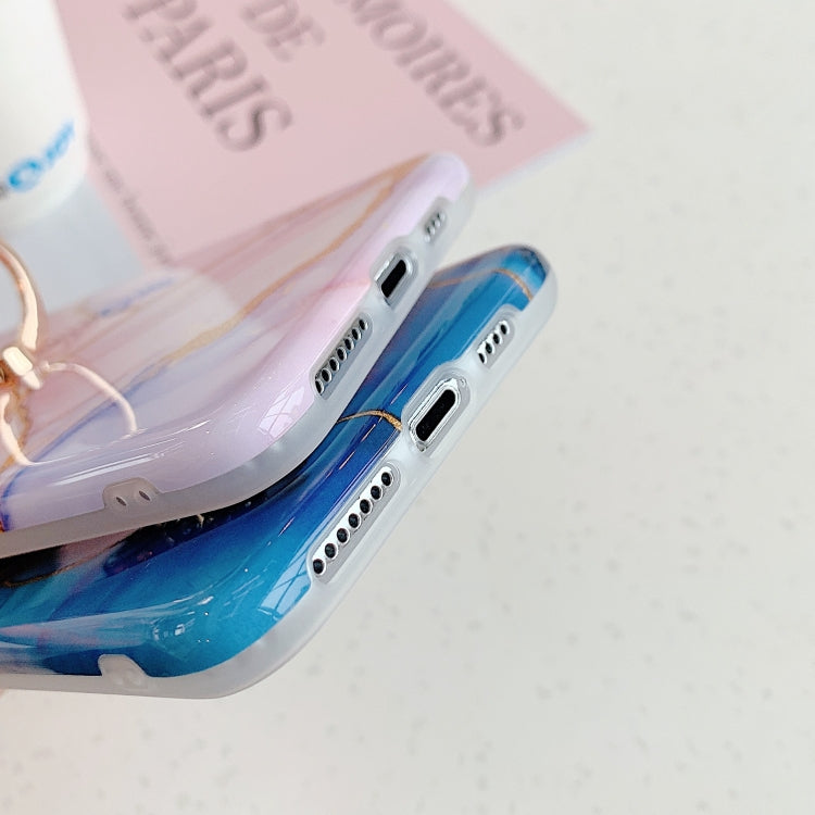 For iPhone 12 / 12 Pro Irregular Marble Pattern Shockproof Protective Case with Ring Holder