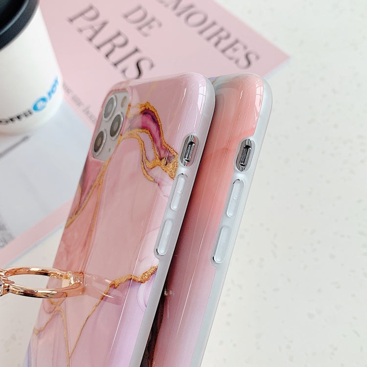 For iPhone 12 / 12 Pro Irregular Marble Pattern Shockproof Protective Case with Ring Holder