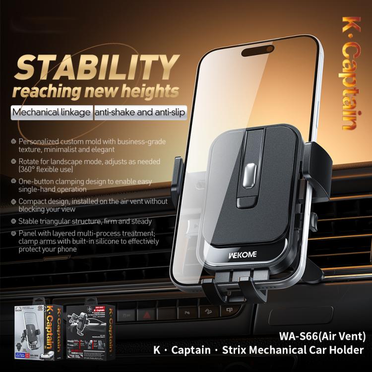 WK WA-S66 K-Captain Strix Air Vent Mechanical Car Holder - Black