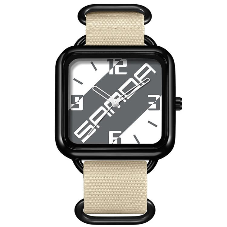 SANDA 3261 Colorful Casual 5ATM Water-Resistant Student Quartz Watch, Watchband:Nylon Beige