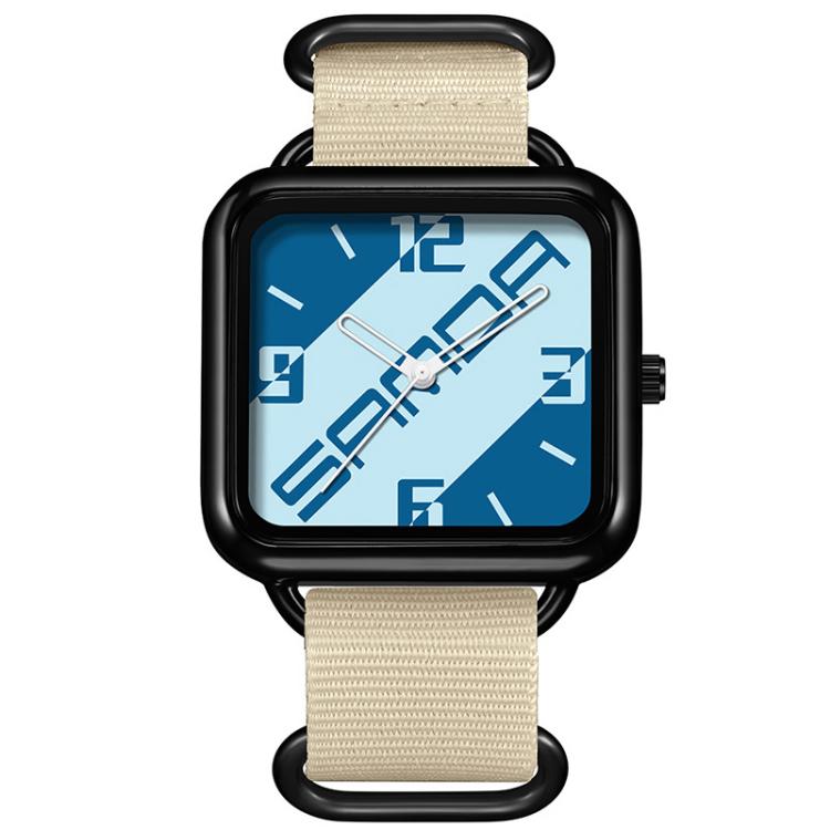 SANDA 3261 Colorful Casual 5ATM Water-Resistant Student Quartz Watch, Watchband:Nylon Beige