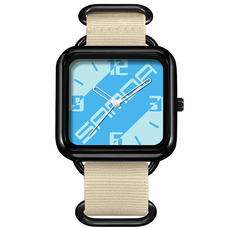 SANDA 3261 Colorful Casual 5ATM Water-Resistant Student Quartz Watch, Watchband:Nylon Beige
