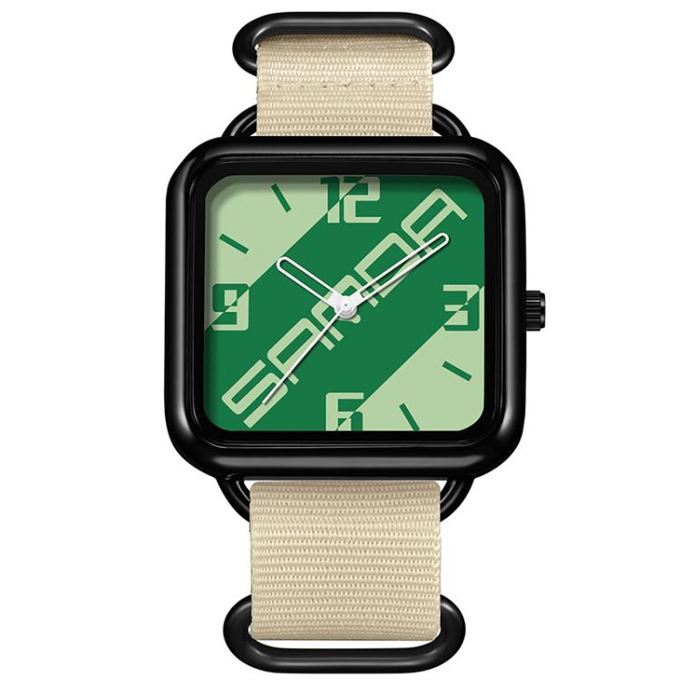 SANDA 3261 Colorful Casual 5ATM Water-Resistant Student Quartz Watch, Watchband:Nylon Beige