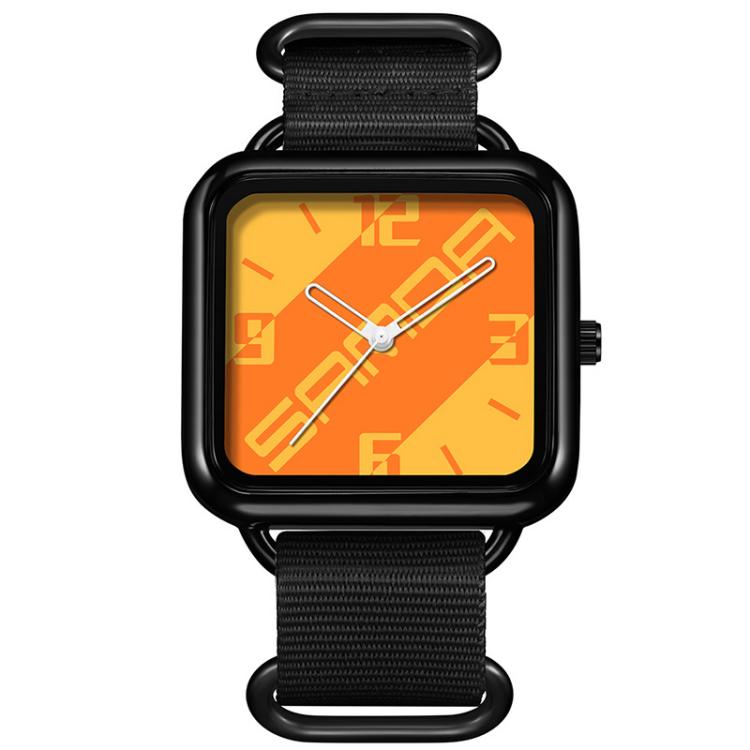 SANDA 3261 Colorful Casual 5ATM Water-Resistant Student Quartz Watch, Watchband:Nylon Black