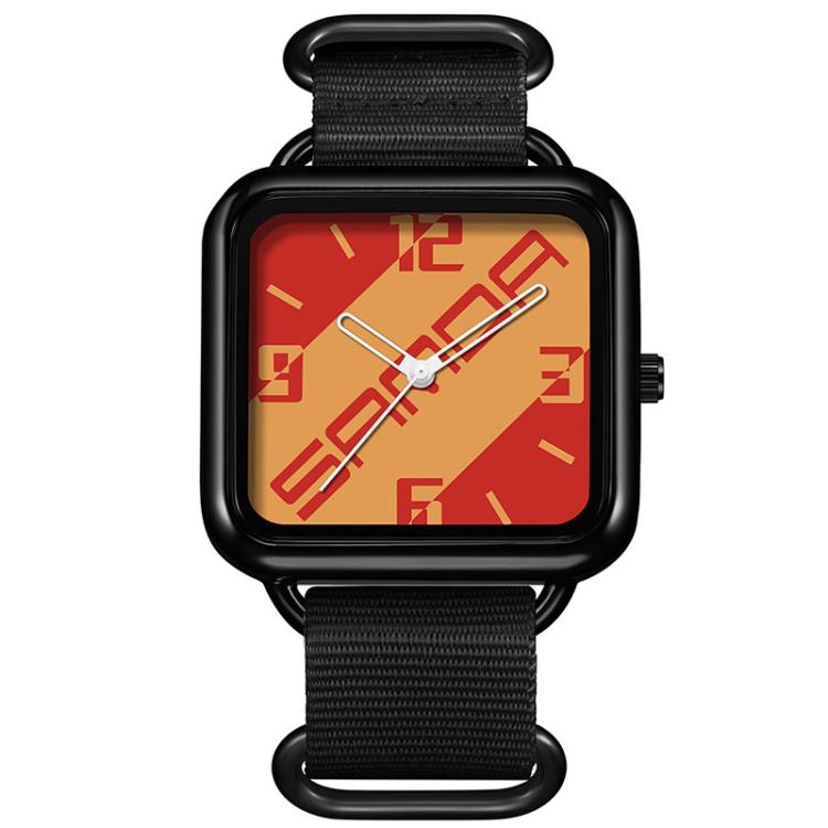 SANDA 3261 Colorful Casual 5ATM Water-Resistant Student Quartz Watch, Watchband:Nylon Black