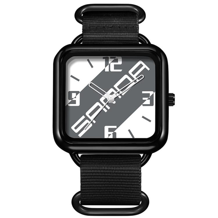 SANDA 3261 Colorful Casual 5ATM Water-Resistant Student Quartz Watch, Watchband:Nylon Black