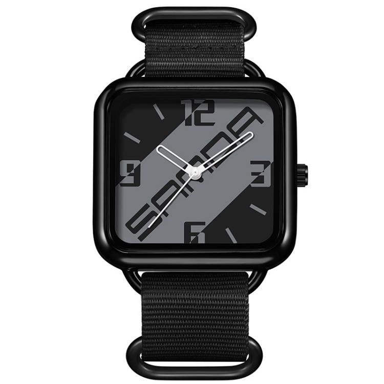 SANDA 3261 Colorful Casual 5ATM Water-Resistant Student Quartz Watch, Watchband:Nylon Black